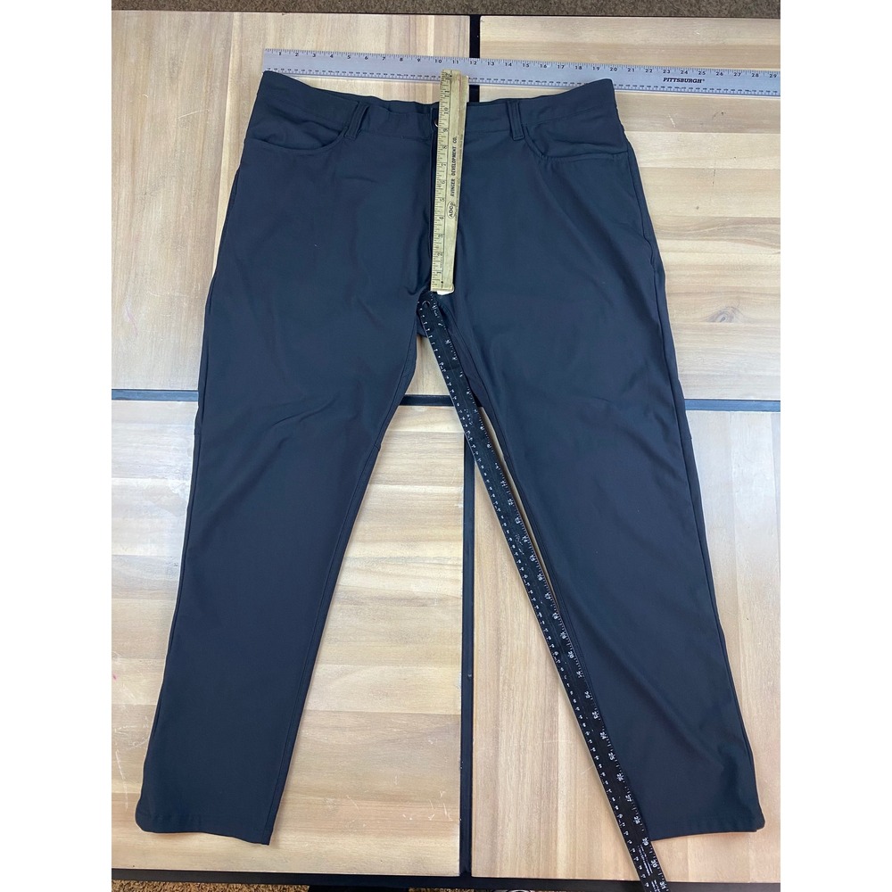 Burnside Mens Black Pants Straight Leg Casual Flat Front Stretch Size 36x30‎